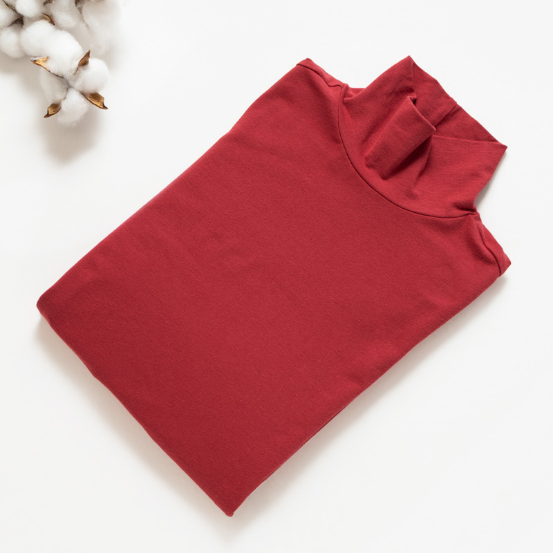 Organic女保暖半高領衫(石榴紅)