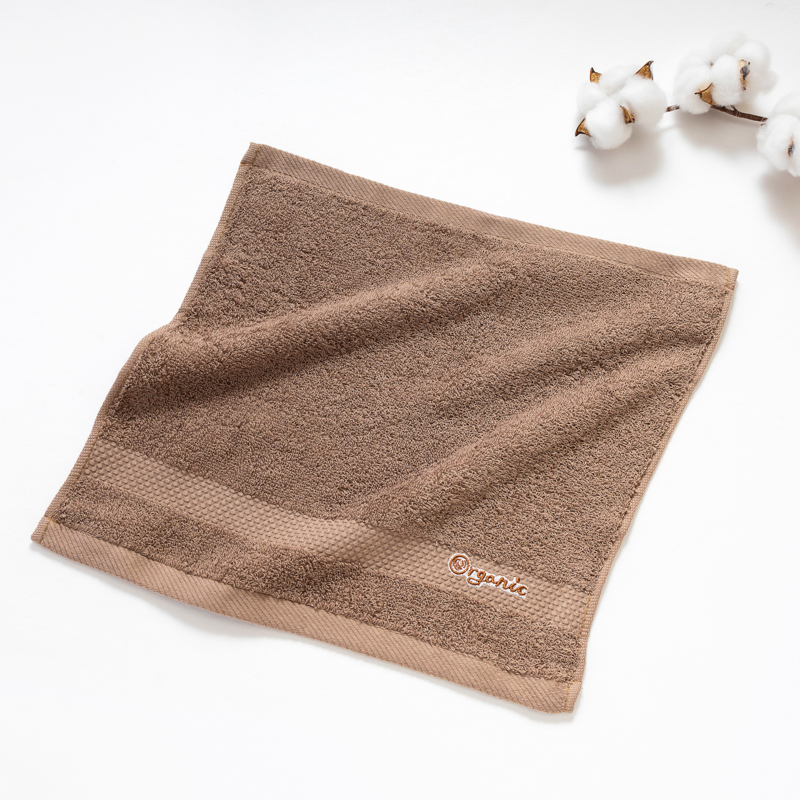 Organic平織毛巾圈小方巾(可可)