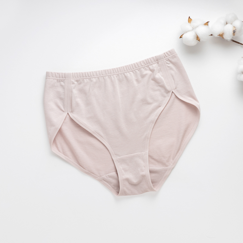 Organic雲柔女中腰內褲(涼感環保)(粉芋色)