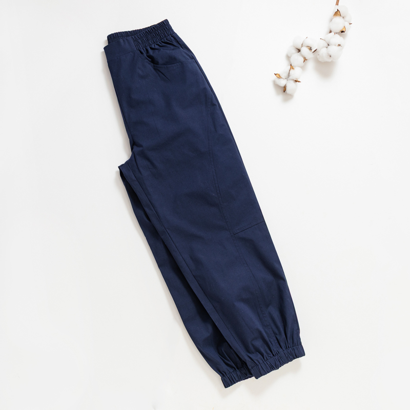 Organic女束口褲-鳳梨涼感紗(深藍)