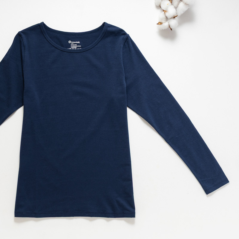 Organic女保暖圓領衫(靛藍色)