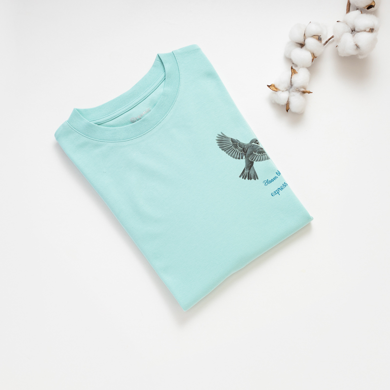 Organic圓短T恤(素描飛鳥)(綠色)
