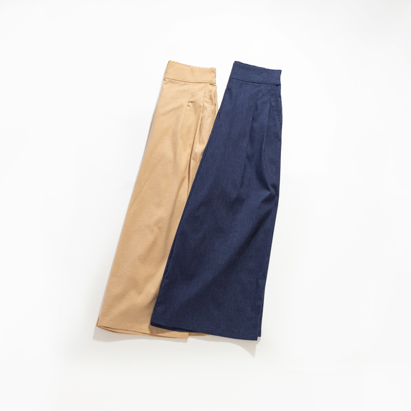 Organic女飄逸寬褲(深藍)