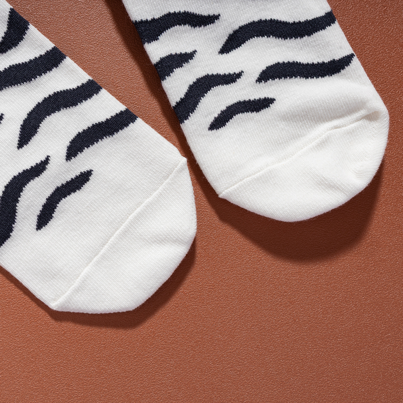 Organic提花短襪-草原同樂(白色)