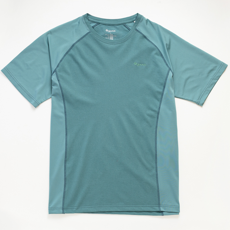 Organic拼接男圓短T恤 (鳳梨涼感)(綠色)