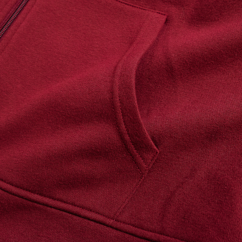 Organic男刷毛連帽外套(落日紅)