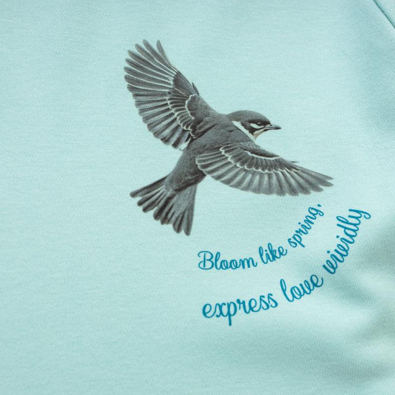Organic圓短T恤(素描飛鳥)(綠色)