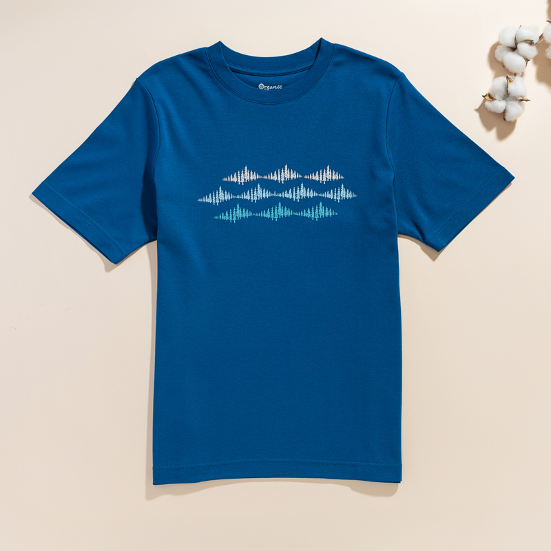 Organic圓短T恤-圖騰之舞(藍綠)