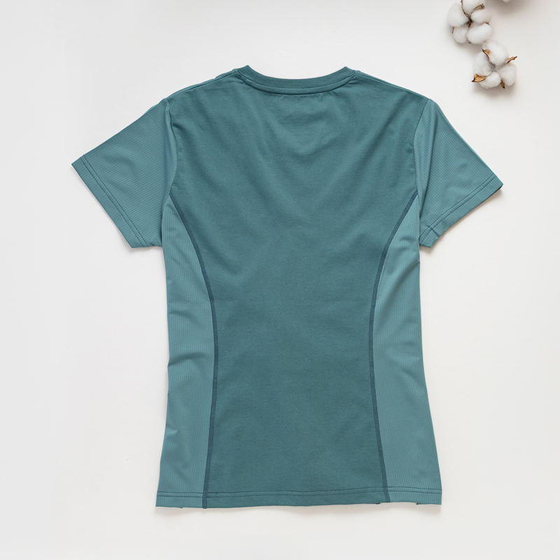 Organic拚接女圓短T恤 (鳳梨涼感)(綠色)