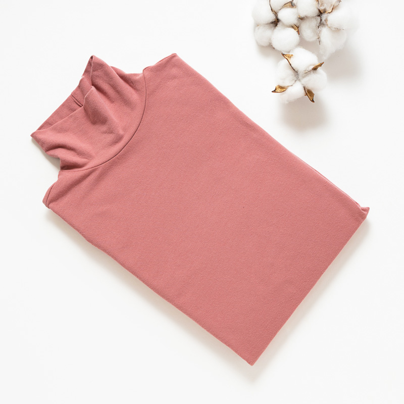 Organic女保暖半高領衫(荔枝粉)