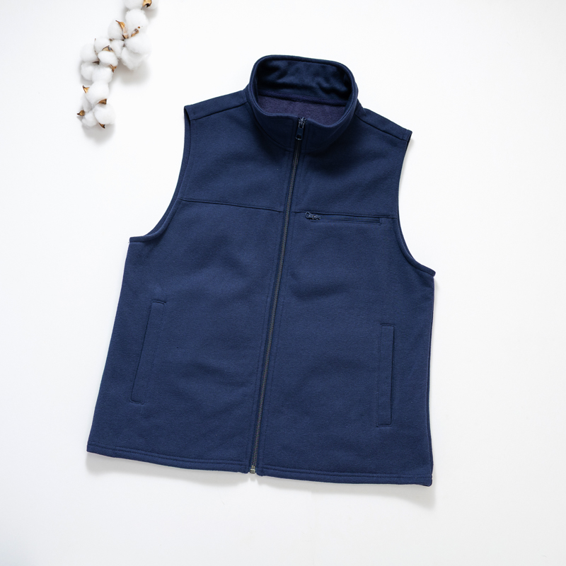 Organic女刷毛立領背心(午夜藍)