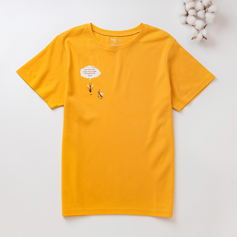 Organic圓短T(蜜蜂)(黃色)
