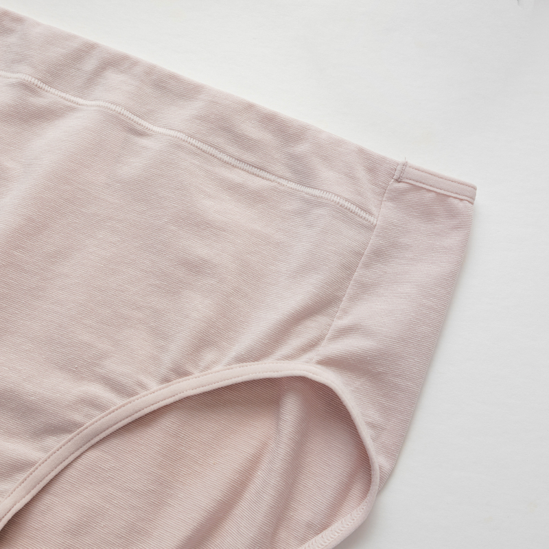 Organic雲柔女中腰平口內褲(涼感環保)(粉芋色)