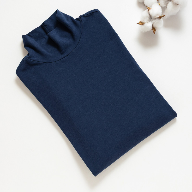 Organic男保暖半高領衫(靛藍色)