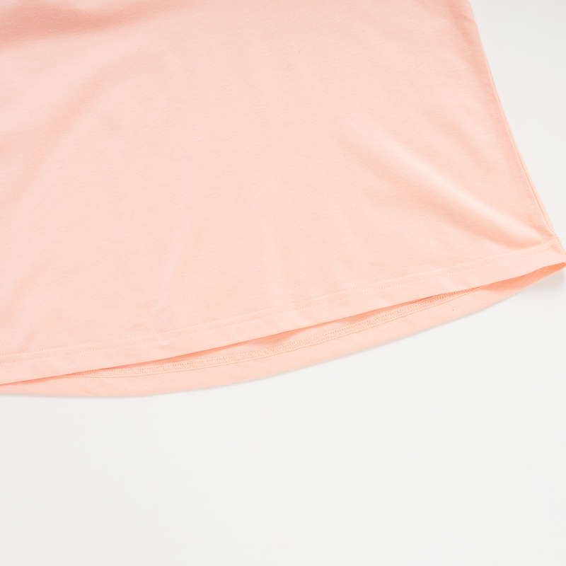 Organic翻褶袖圓短T恤 (鳳梨涼感)(淺粉)