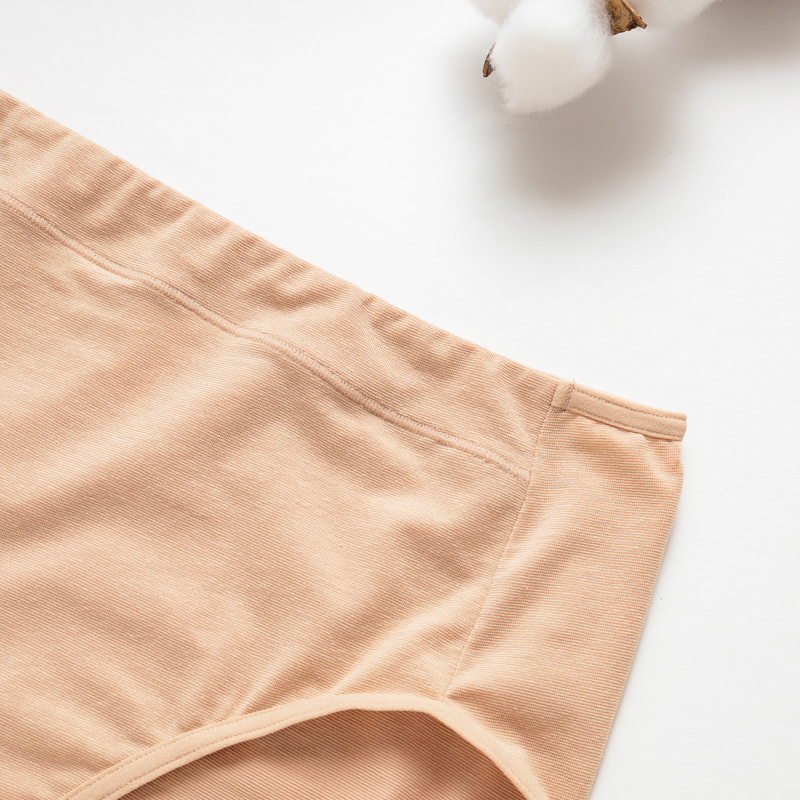 Organic雲柔女中腰平口內褲(涼感環保)(淡茶色)