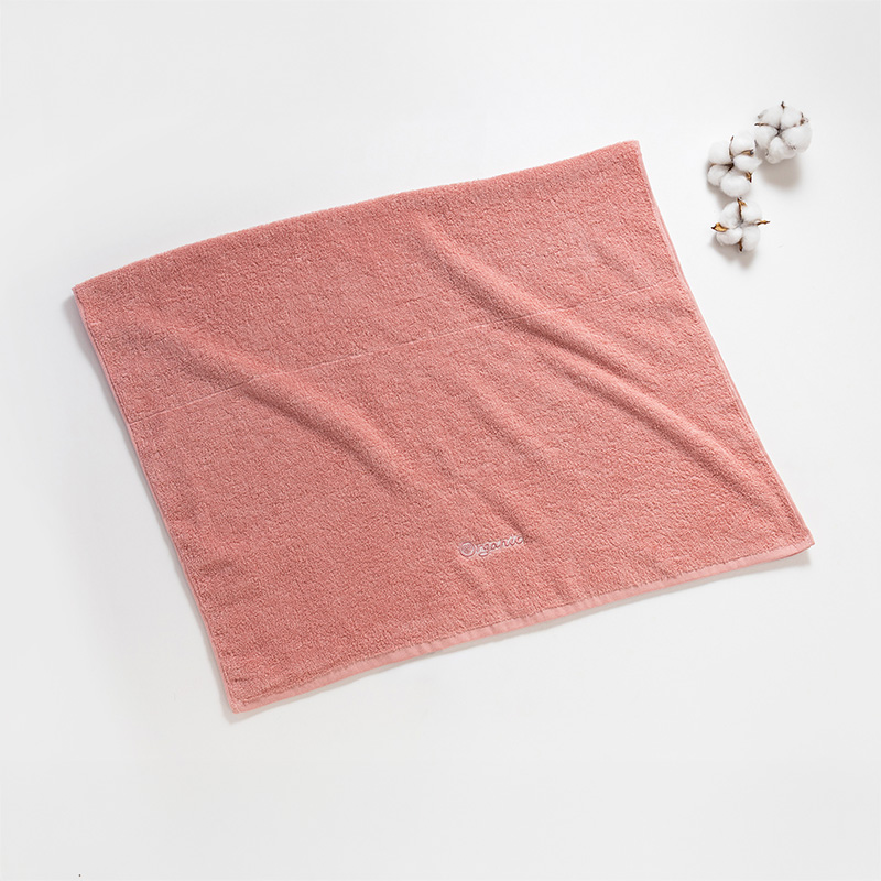 Organic平織毛巾圈小浴巾(蜜桃粉)