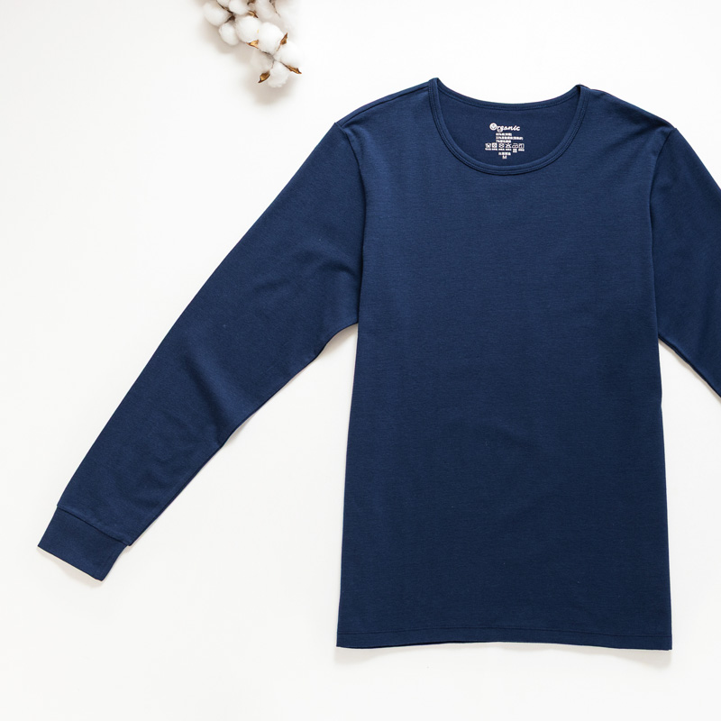Organic男保暖圓領衫(靛藍色)