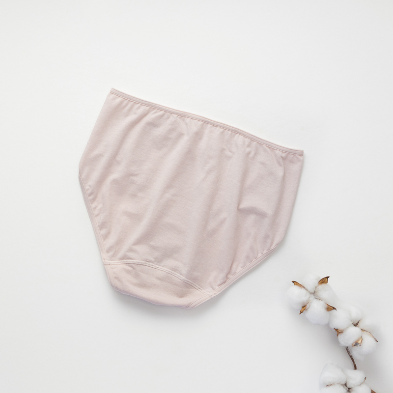 Organic雲柔女中腰平口內褲(涼感環保)(粉芋色)