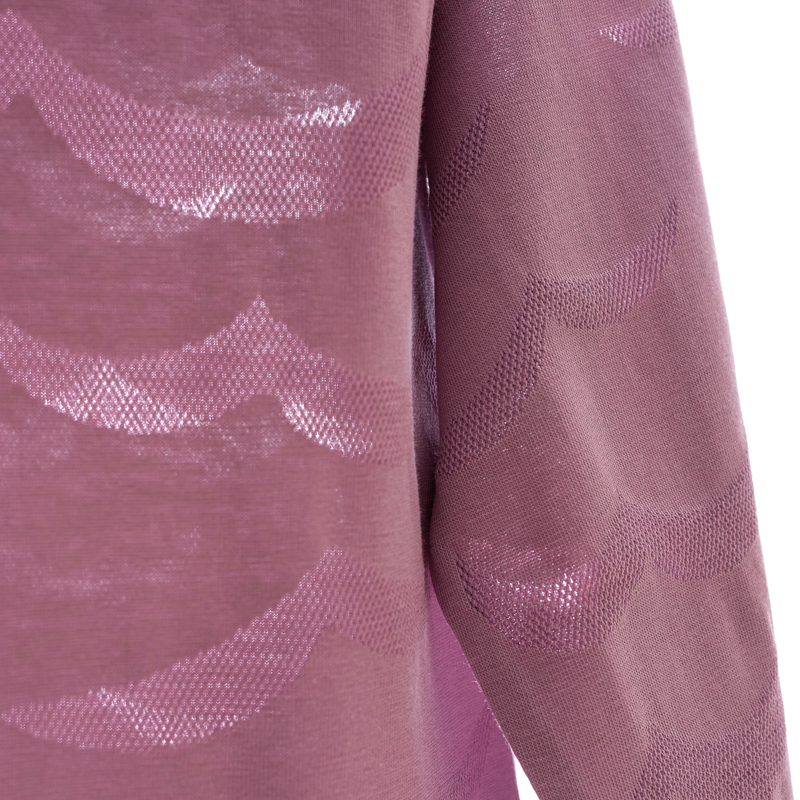 Organic涼感七分袖上衣(波浪紋)(粉紫)