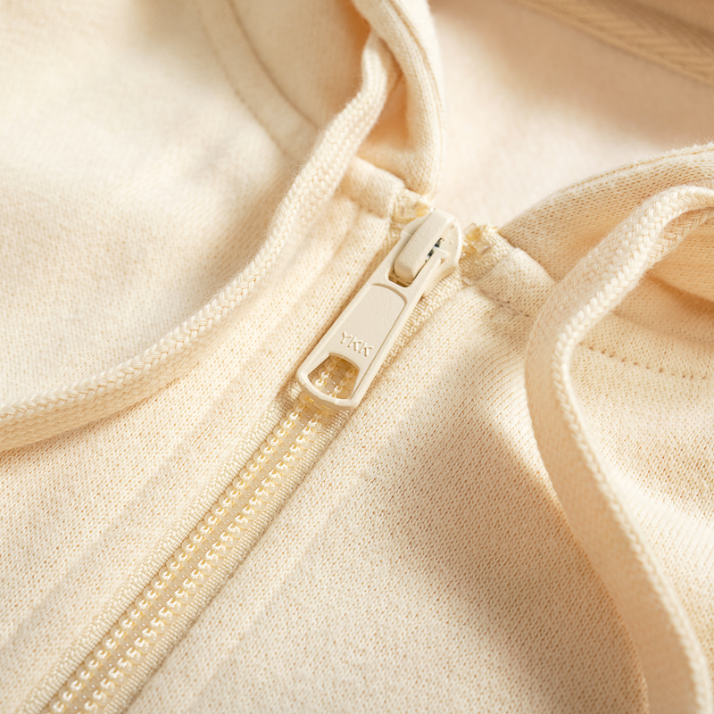 Organic女刷毛連帽外套(奶油白)