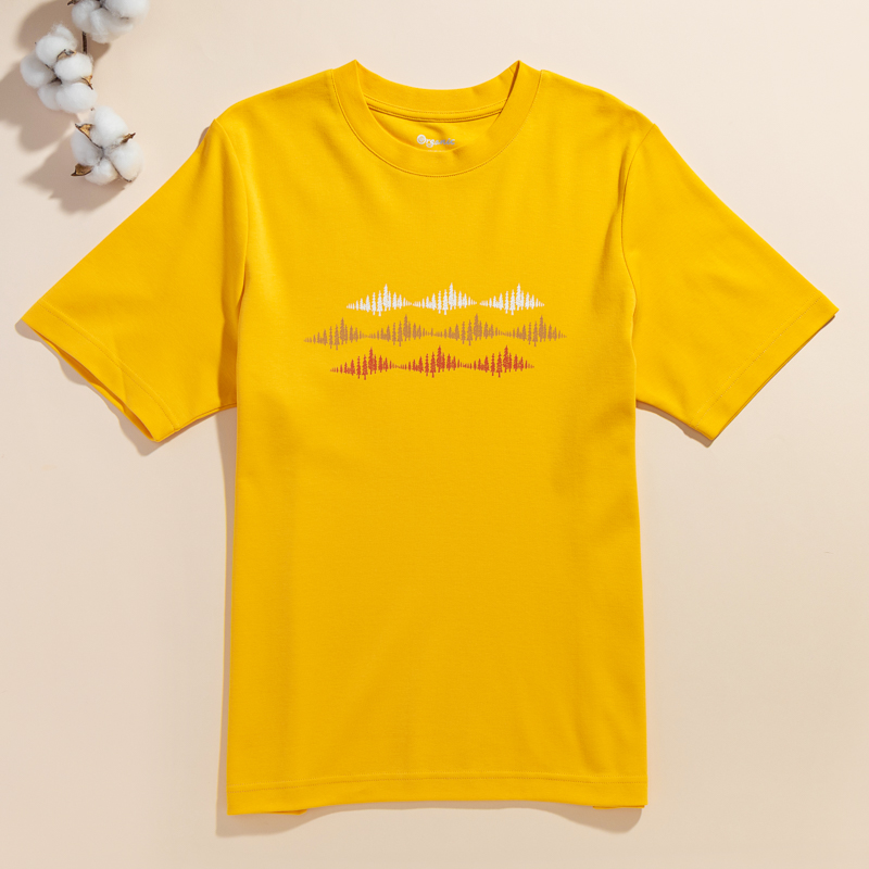 Organic圓短T恤-圖騰之舞(黃色)