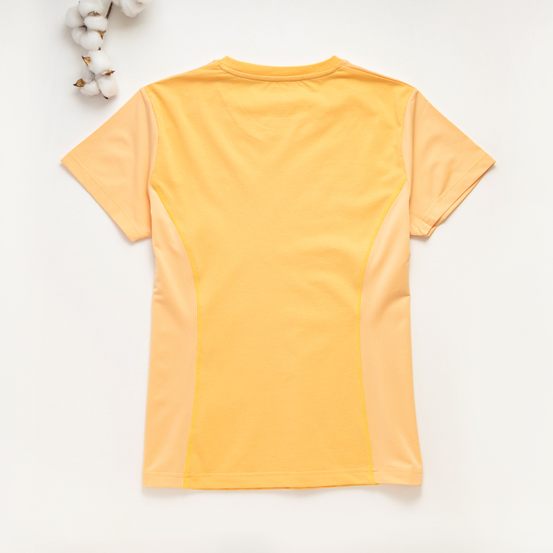 Organic拚接女圓短T恤 (鳳梨涼感)(黃色)