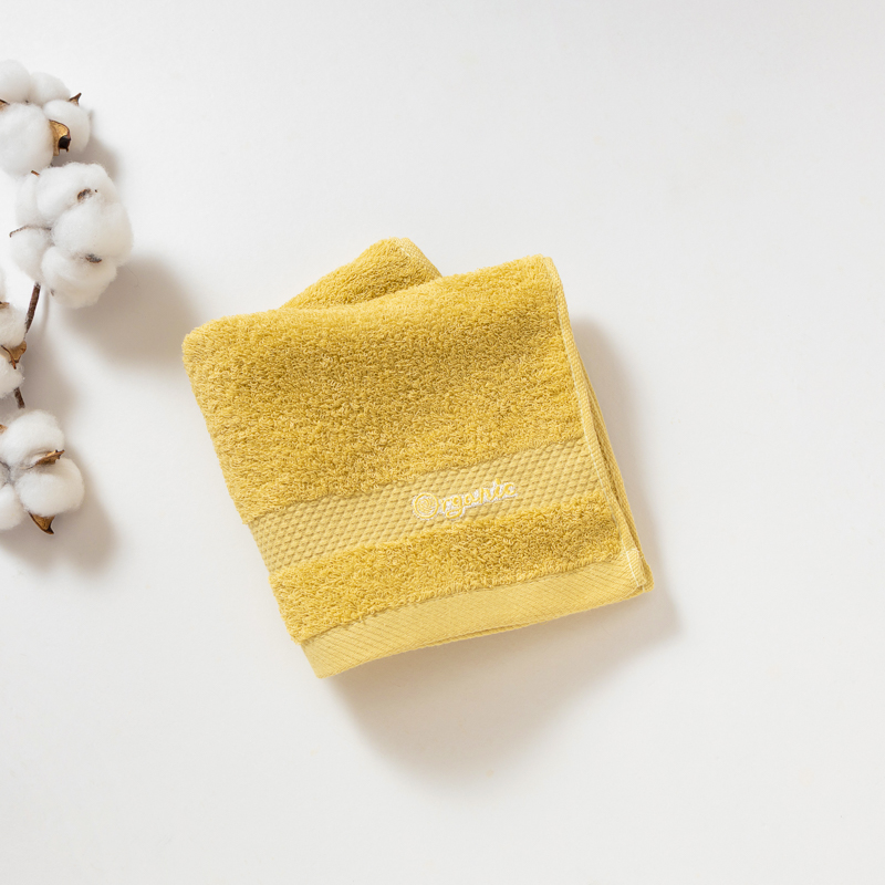 Organic平織毛巾圈洗臉巾(檸檬黃)