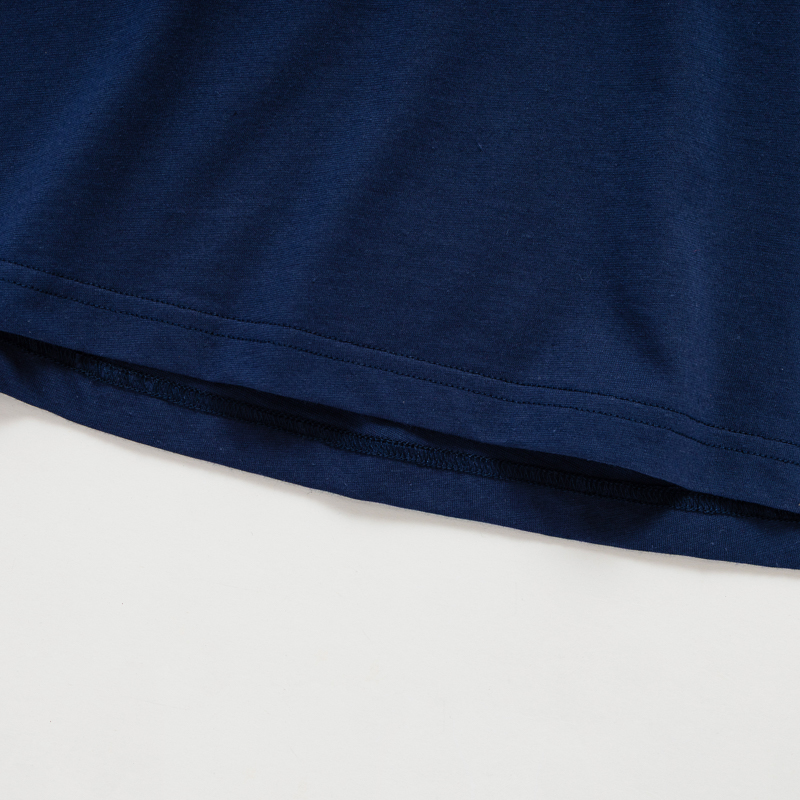 Organic翻褶袖圓短T恤 (鳳梨涼感)(丈青)