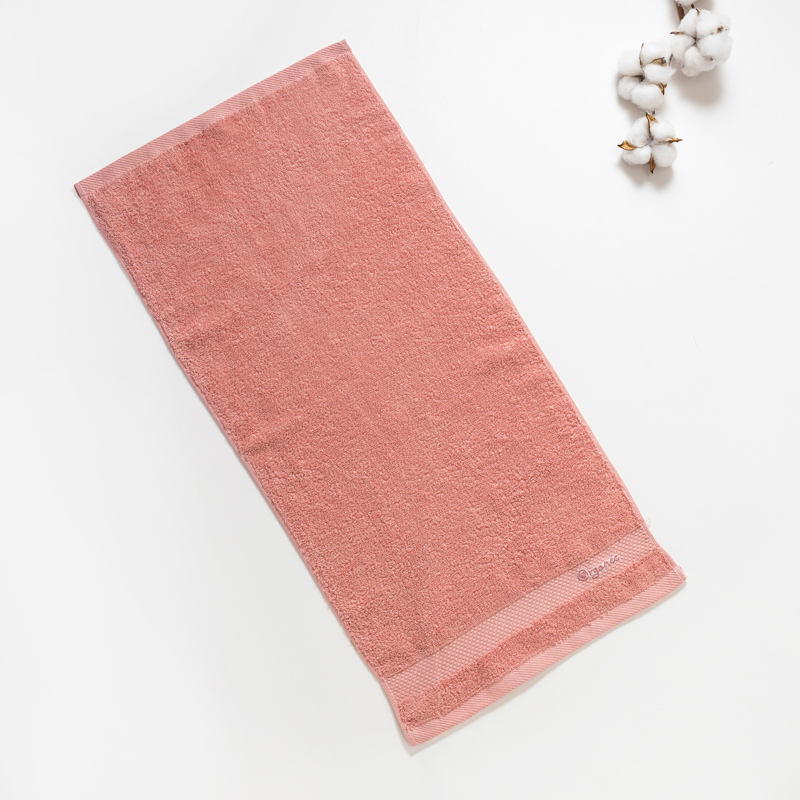Organic平織毛巾圈洗臉巾(蜜桃粉)