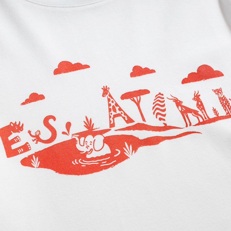 Organic圓短T恤-草原同樂(白色)