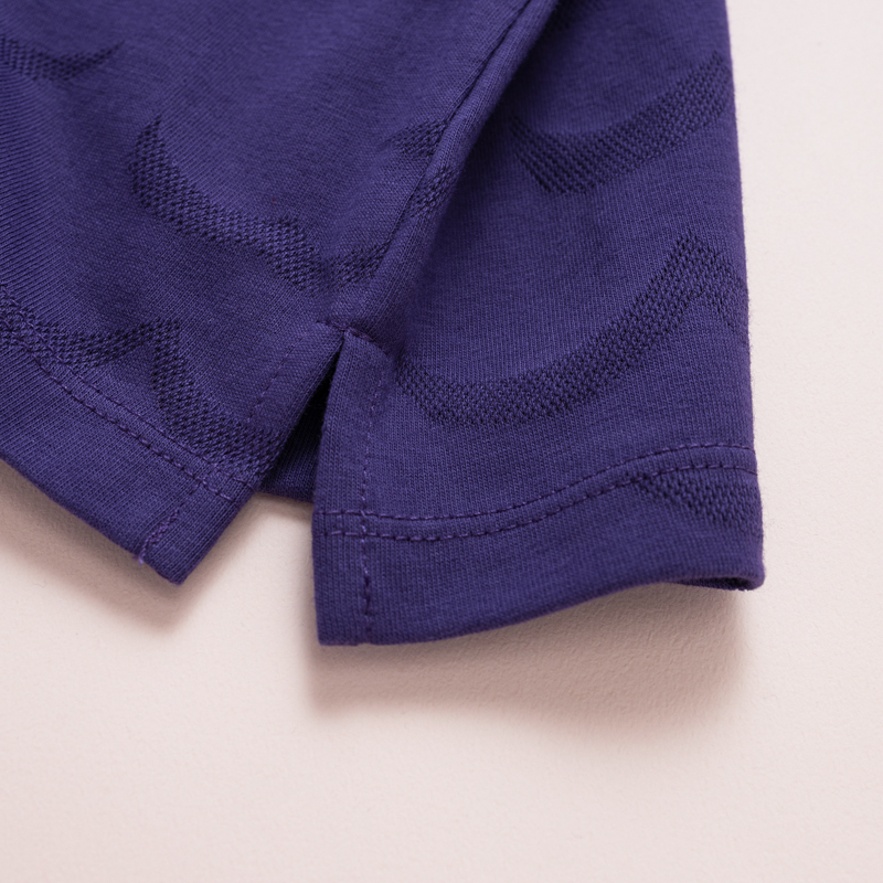 Organic涼感七分袖上衣(波浪紋)(深紫)