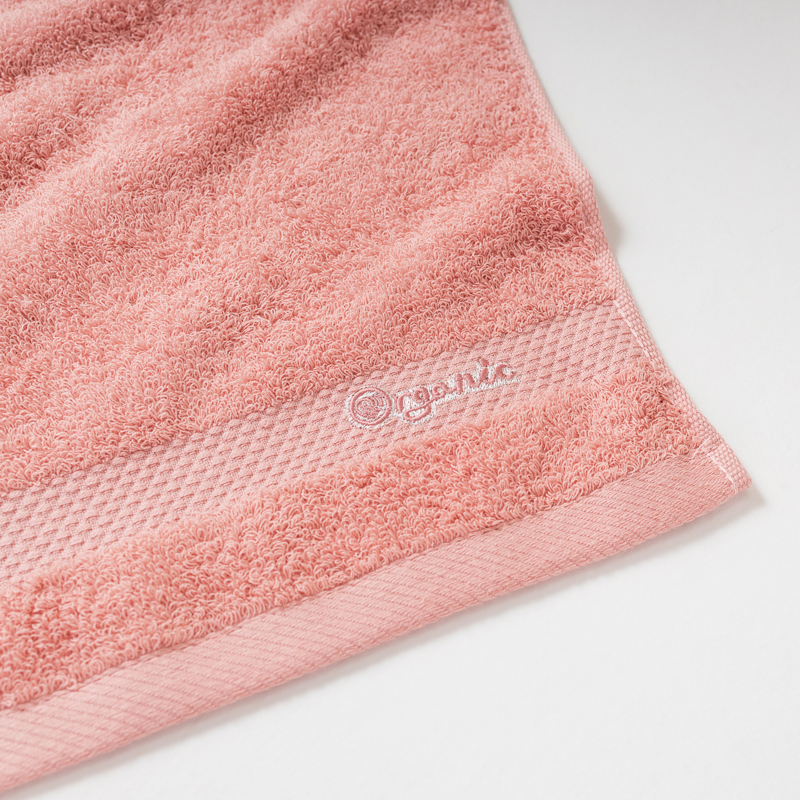 Organic平織毛巾圈小方巾(蜜桃粉)