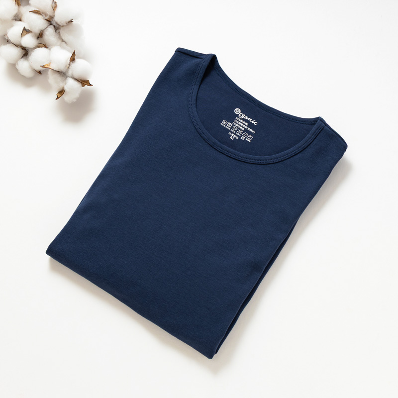 Organic男保暖圓領衫(靛藍色)