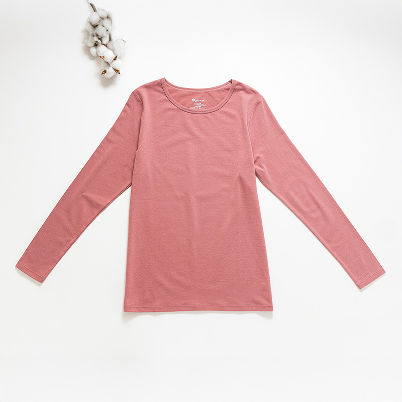 Organic女保暖圓領衫(荔枝粉)