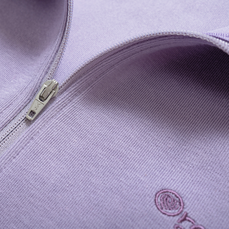 Organic女立領拉鍊上衣(紫色)