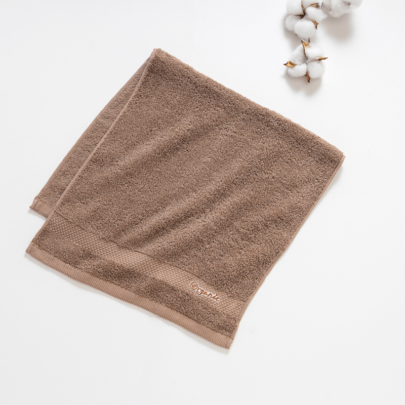 Organic平織毛巾圈洗臉巾(可可)