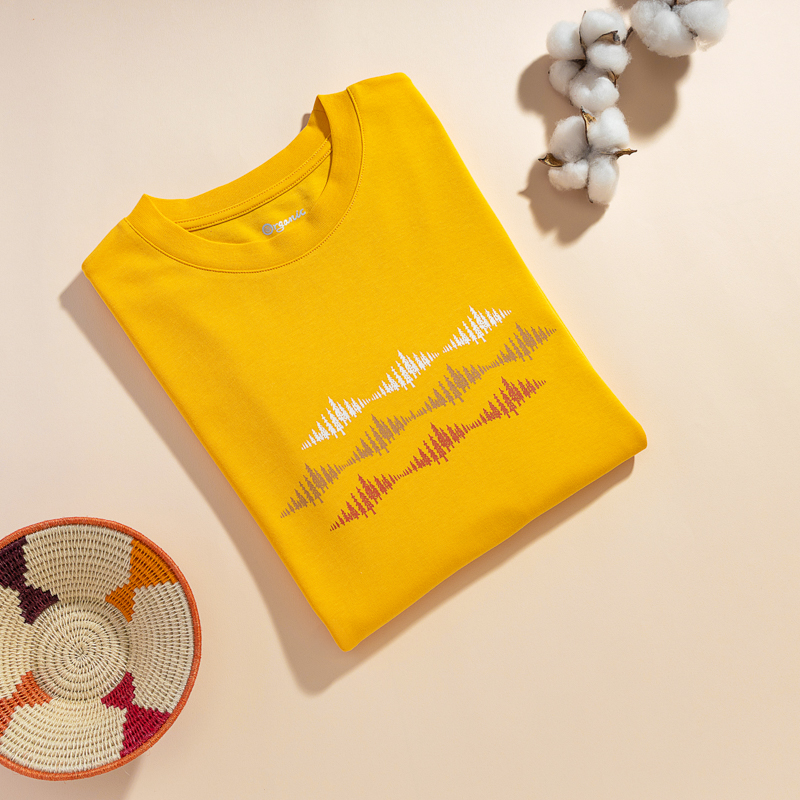 Organic圓短T恤-圖騰之舞(黃色)