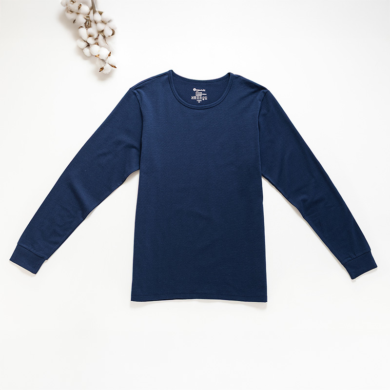Organic男保暖圓領衫(靛藍色)
