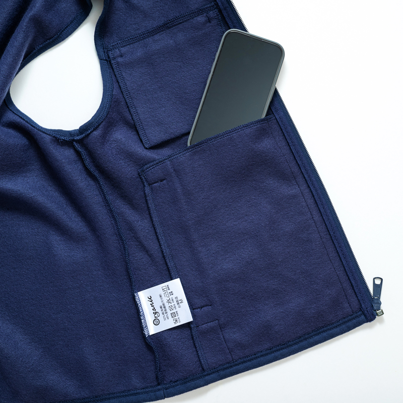 Organic女刷毛立領背心(午夜藍)