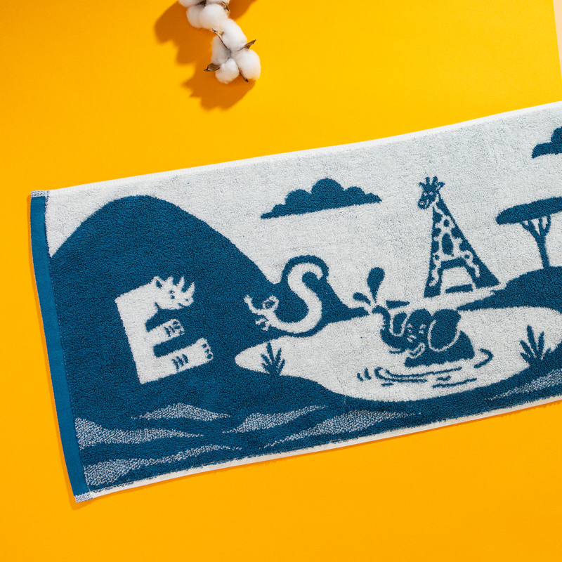 Organic有機棉運動巾-草原同樂(藍綠/白)