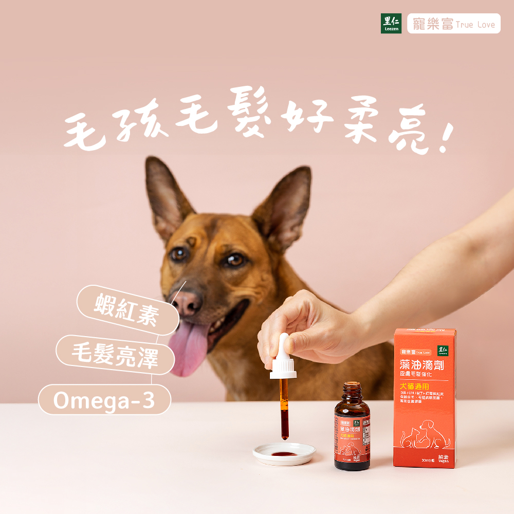 蝦紅素,毛髮亮澤,Omega-3,毛孩毛髮好柔亮!