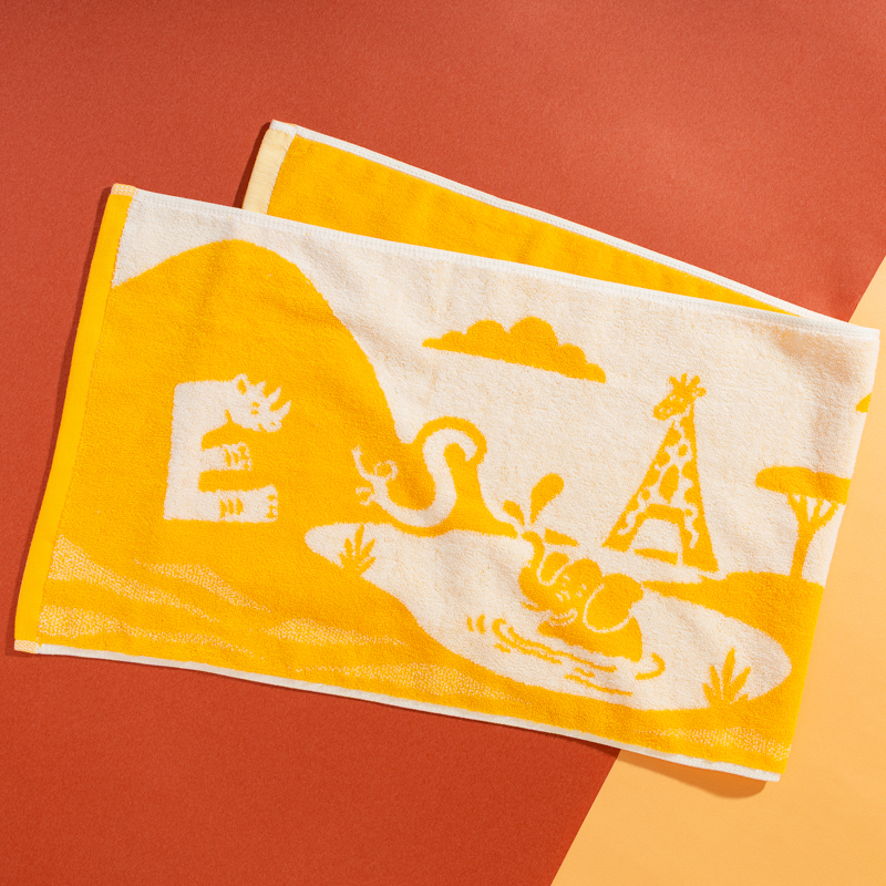 Organic有機棉運動巾-草原同樂(黃/白)