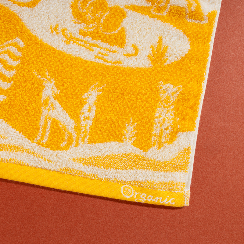 Organic有機棉小方巾-草原同樂-黃/白