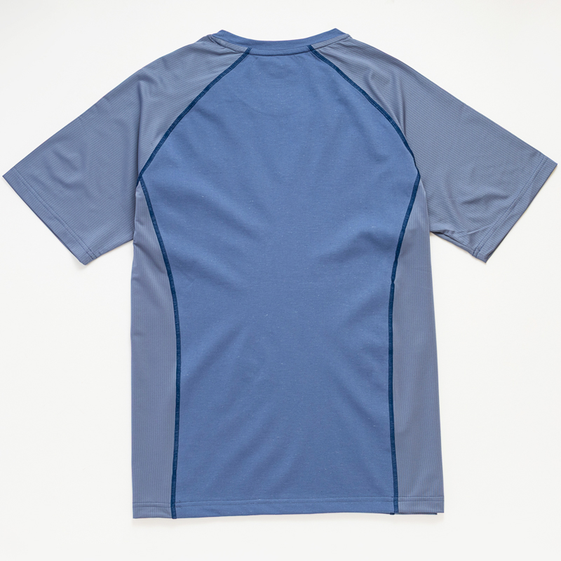 Organic拼接男圓短T恤 (鳳梨涼感)(中藍)