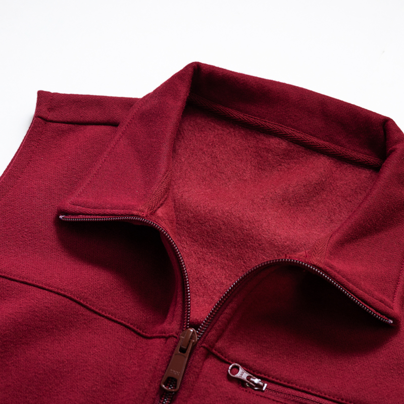 Organic女刷毛立領背心(落日紅)