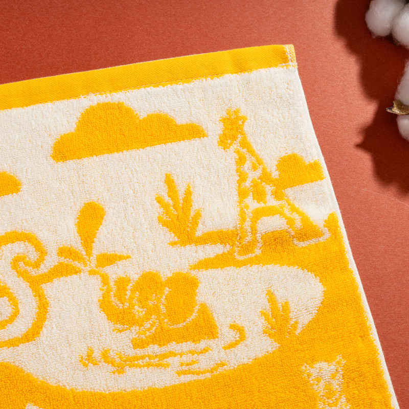 Organic有機棉小方巾-草原同樂-黃/白