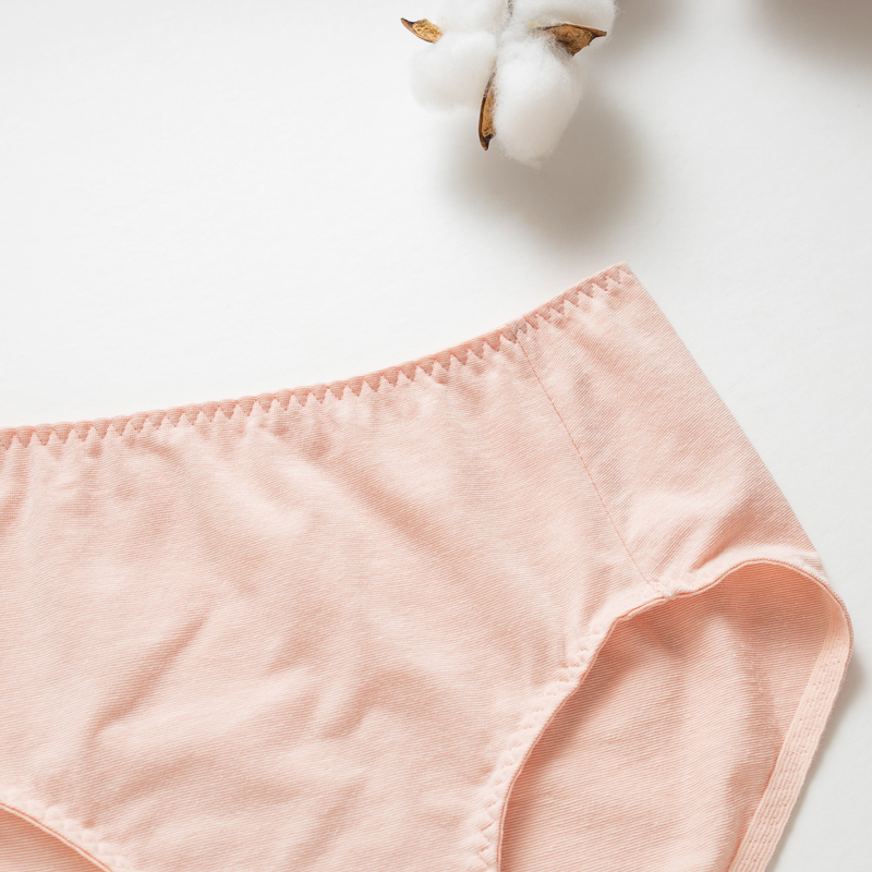 Organic女中腰內褲(涼感環保)(粉桔色)
