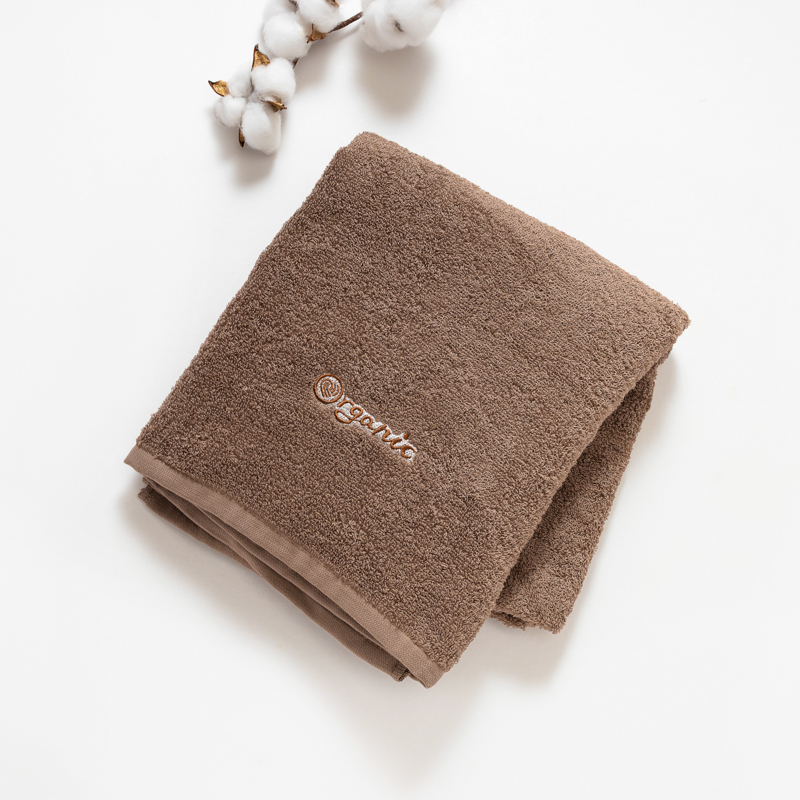 Organic平織毛巾圈小浴巾(可可)