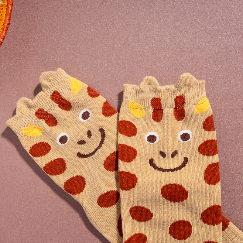 Organic提花短襪-草原同樂(黃色)